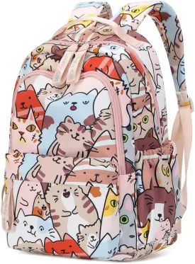 Backpacks for Girls Cute Cat Backpack Elementary School Backpack Students Bookbag for Girls