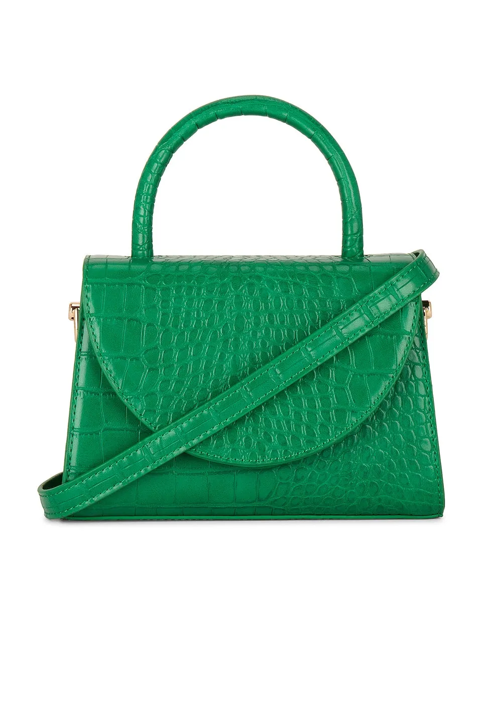 Bag olga berg Nadia Faux Leather Embossed Top Handle, green