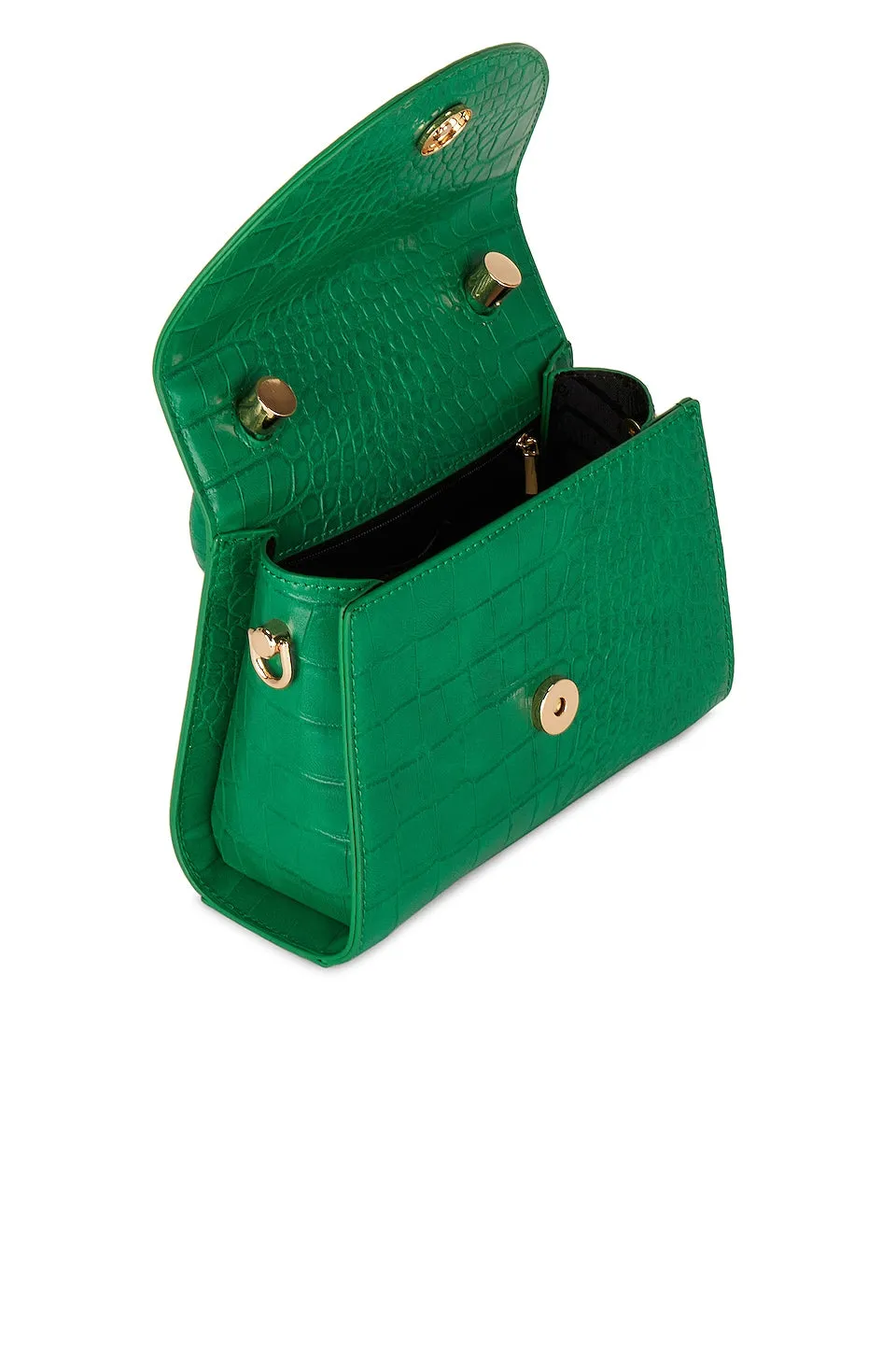 Bag olga berg Nadia Faux Leather Embossed Top Handle, green