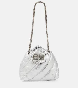 Balenciaga metallic leather crush mini shoulder bag, silver