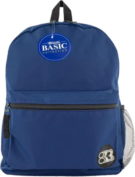 BAZIC School Backpack 16" Navy Blue, Lightweight School Bag Padded Back & Adjustable Strap for Students, Travel Bag Fit A4 Notebook, 12-Pack