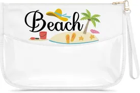 Beach Lover Clear Makeup Bag Beach Themed Gifts Funny Sandbeach Party Decoration PVC Cosmetic Bag Birthday Christmas Graduation Gift for Sandbeach Lover Daughter Sister Besties BFF Travel Pouch