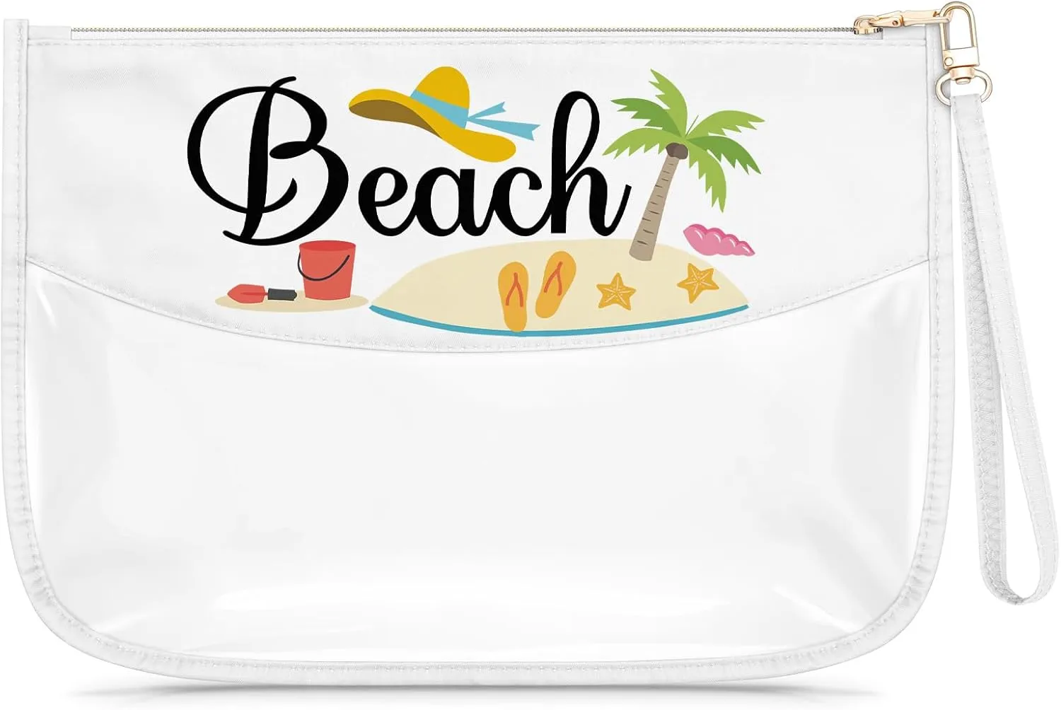 Beach Lover Clear Makeup Bag Beach Themed Gifts Funny Sandbeach Party Decoration PVC Cosmetic Bag Birthday Christmas Graduation Gift for Sandbeach Lover Daughter Sister Besties BFF Travel Pouch