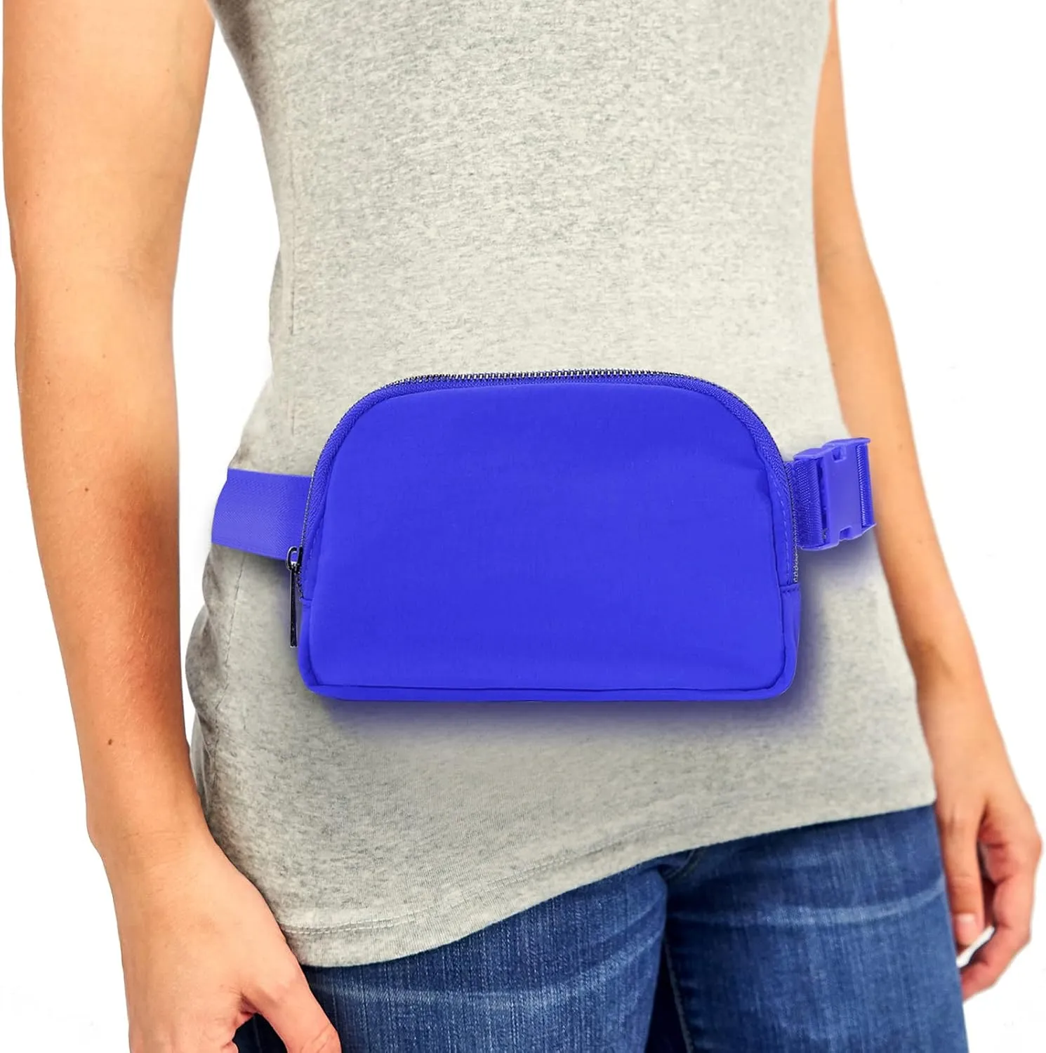 Belt Bag with Extender Strap 65'', Plus Size Fanny Pack Crossbody Bags for Women Men, Mini Everywhere Belt Bag, Fashion Small Waist Pouch (Royal blue   strap)