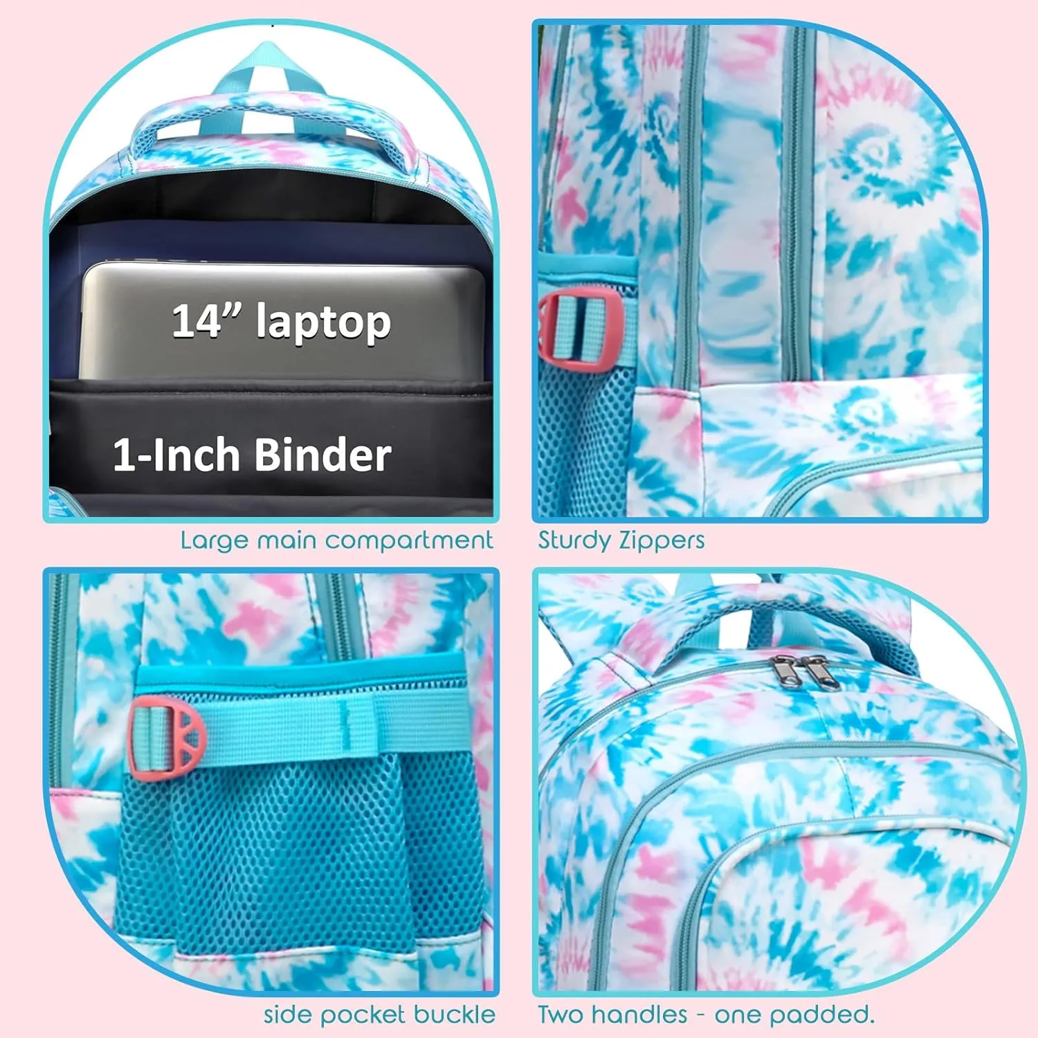 BLUEFAIRY Kids Backpack for Girls Elementary Primary Middle School Bags for Aged 8-10 for Teens Childs Bookbags Back to School Book Bags Gifts Mochilas para Nias de 6 7 8 9 10 Aos Tie-dye Blue