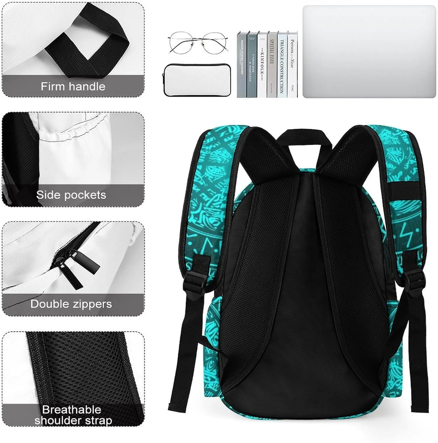 Bue Circle Viking Vegvisir Runic Compass Casual Lightweight Large Capacity Travel Backpack Unisex