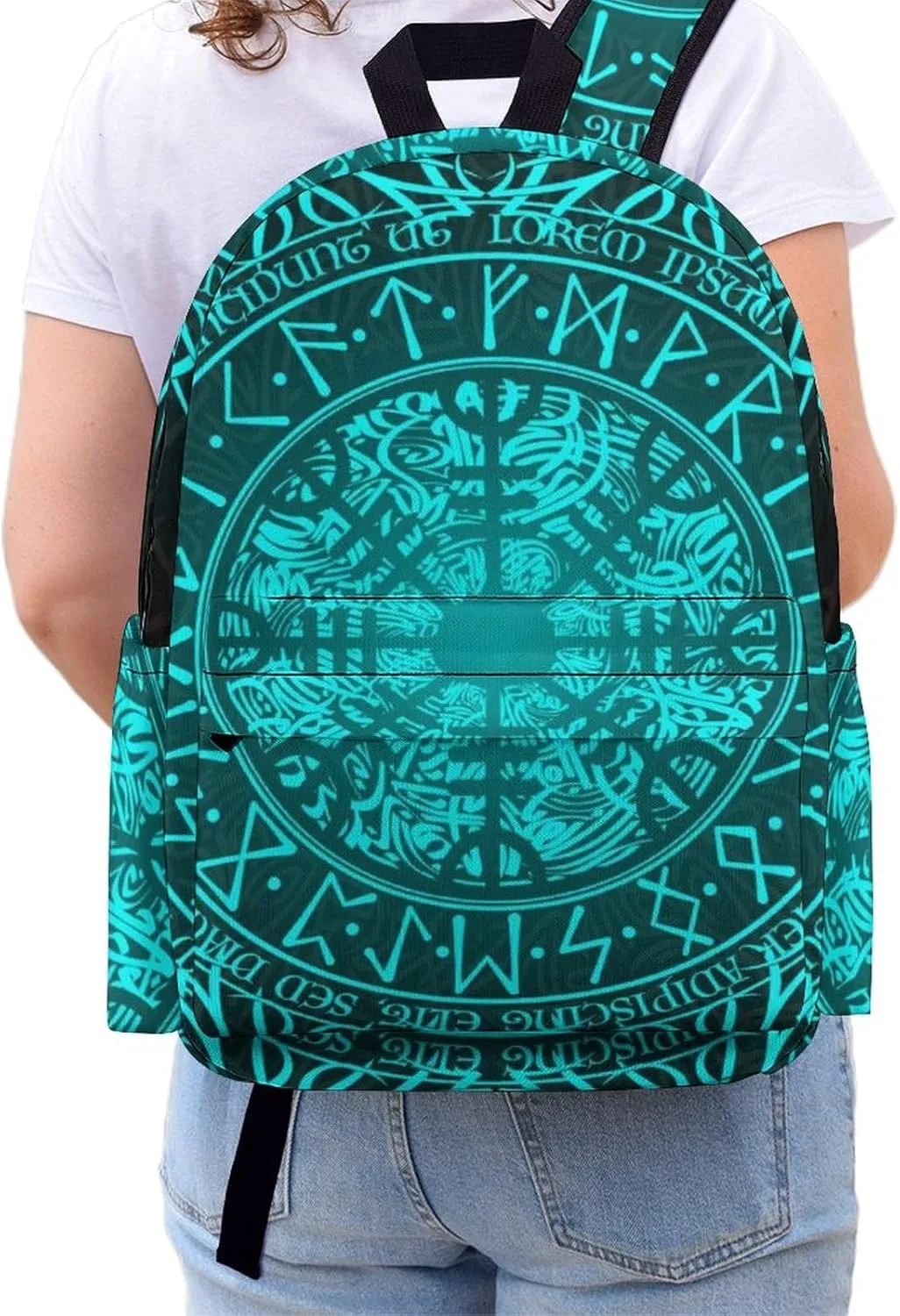 Bue Circle Viking Vegvisir Runic Compass Casual Lightweight Large Capacity Travel Backpack Unisex