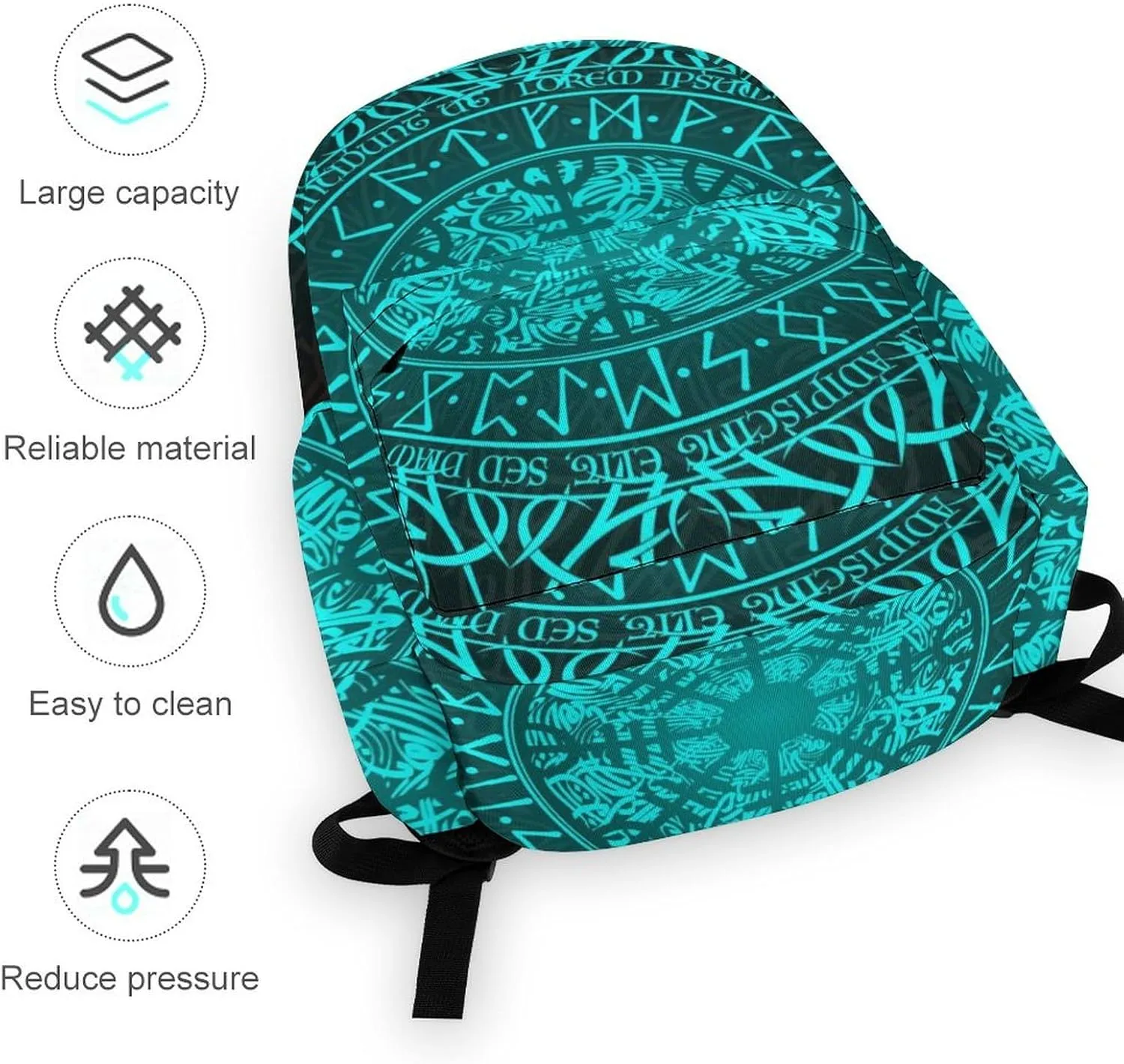 Bue Circle Viking Vegvisir Runic Compass Casual Lightweight Large Capacity Travel Backpack Unisex