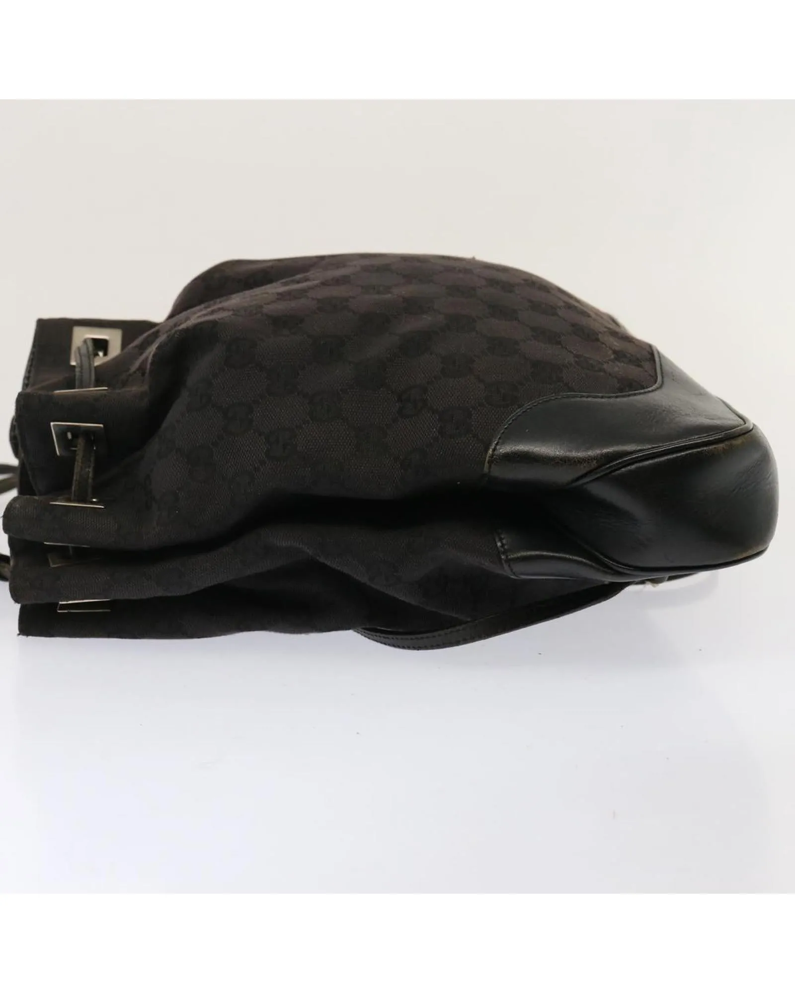 Canvas Shoulder Bag with GG Pattern and Silver Tone Hardware