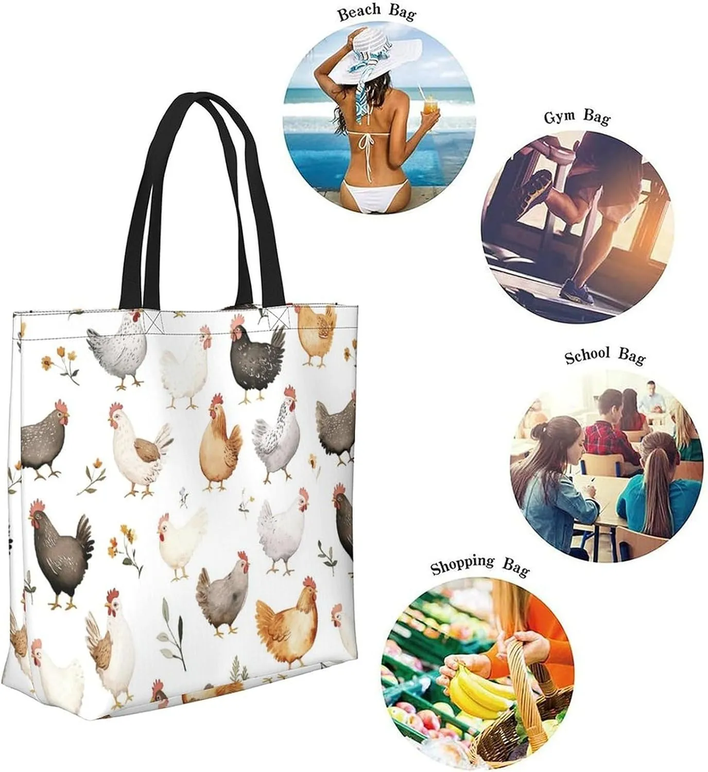 Canvas Tote Bag Large Women Casual Shoulder Bag Handbag Reusable Beach Shopping Grocery Bag For Outdoors