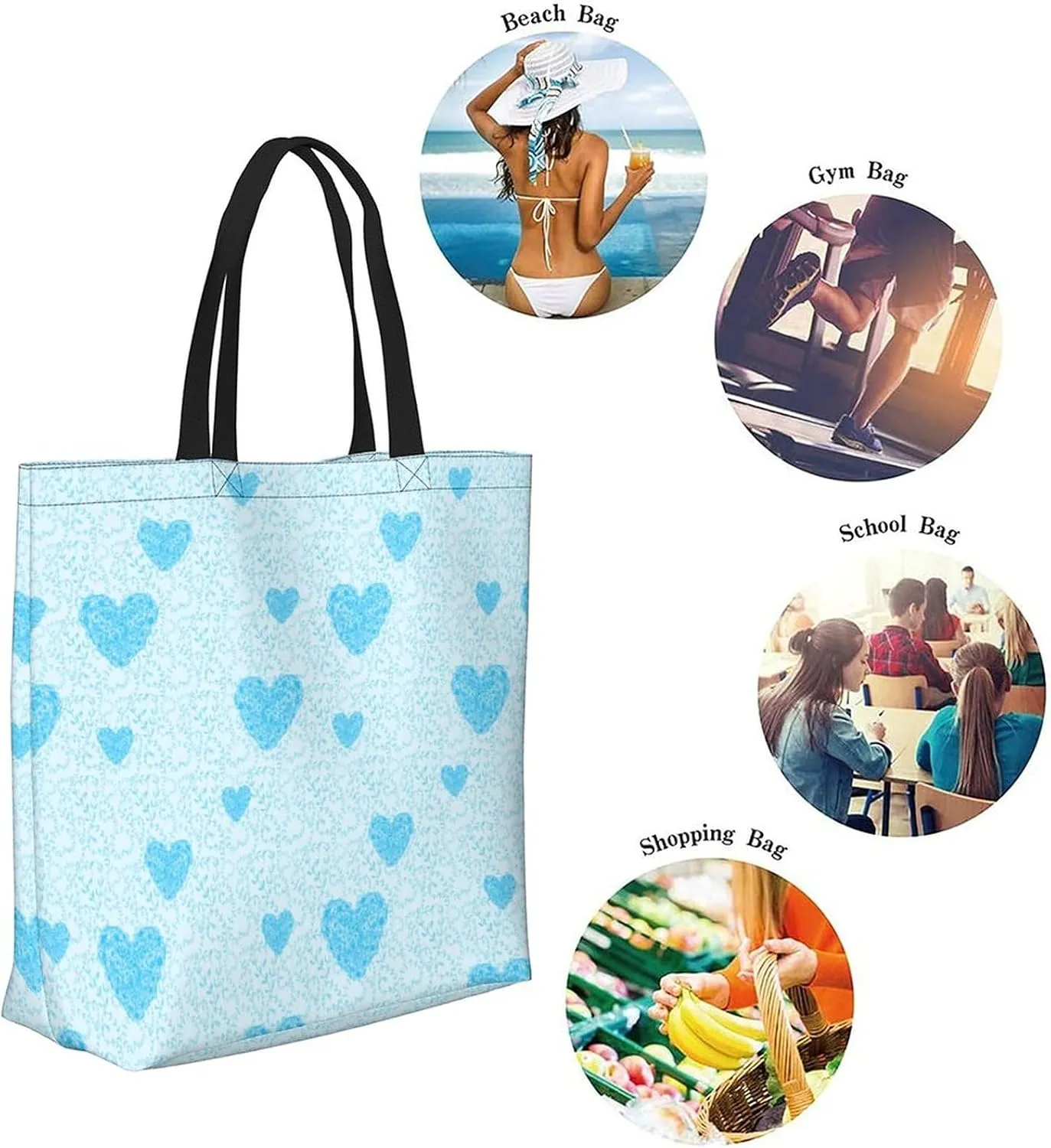 Canvas Tote Bag Large Women Casual Shoulder Bag Handbag Reusable Beach Shopping Grocery Bag For Outdoors