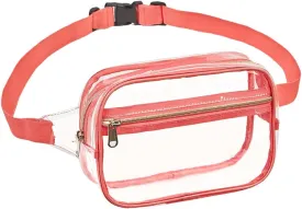 Clearworld Fanny Pack, Clear Fanny Pack for Women Men, Stadium Approved Clear Purse Waist Pack,Fashion Adjustable Belt Bag for Festival, Games,Travel and Concerts,Pink