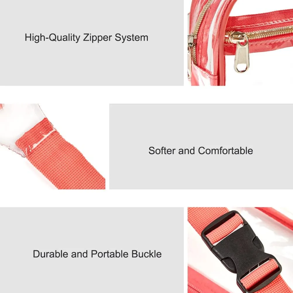 Clearworld Fanny Pack, Clear Fanny Pack for Women Men, Stadium Approved Clear Purse Waist Pack,Fashion Adjustable Belt Bag for Festival, Games,Travel and Concerts,Pink