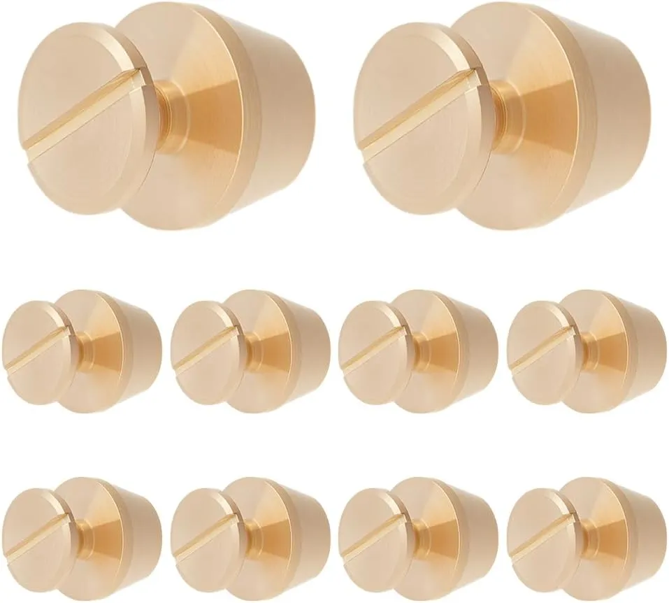 CRAFTYMELODY 10Sets Screw Back Rivets Brass Handbag Purse Feet Flat Round Spikes Studs Nailhead Buckle Spikes for Leather DIY Crafting Repair Decorate Clothing Shoes Bags Jackets Belts Collars