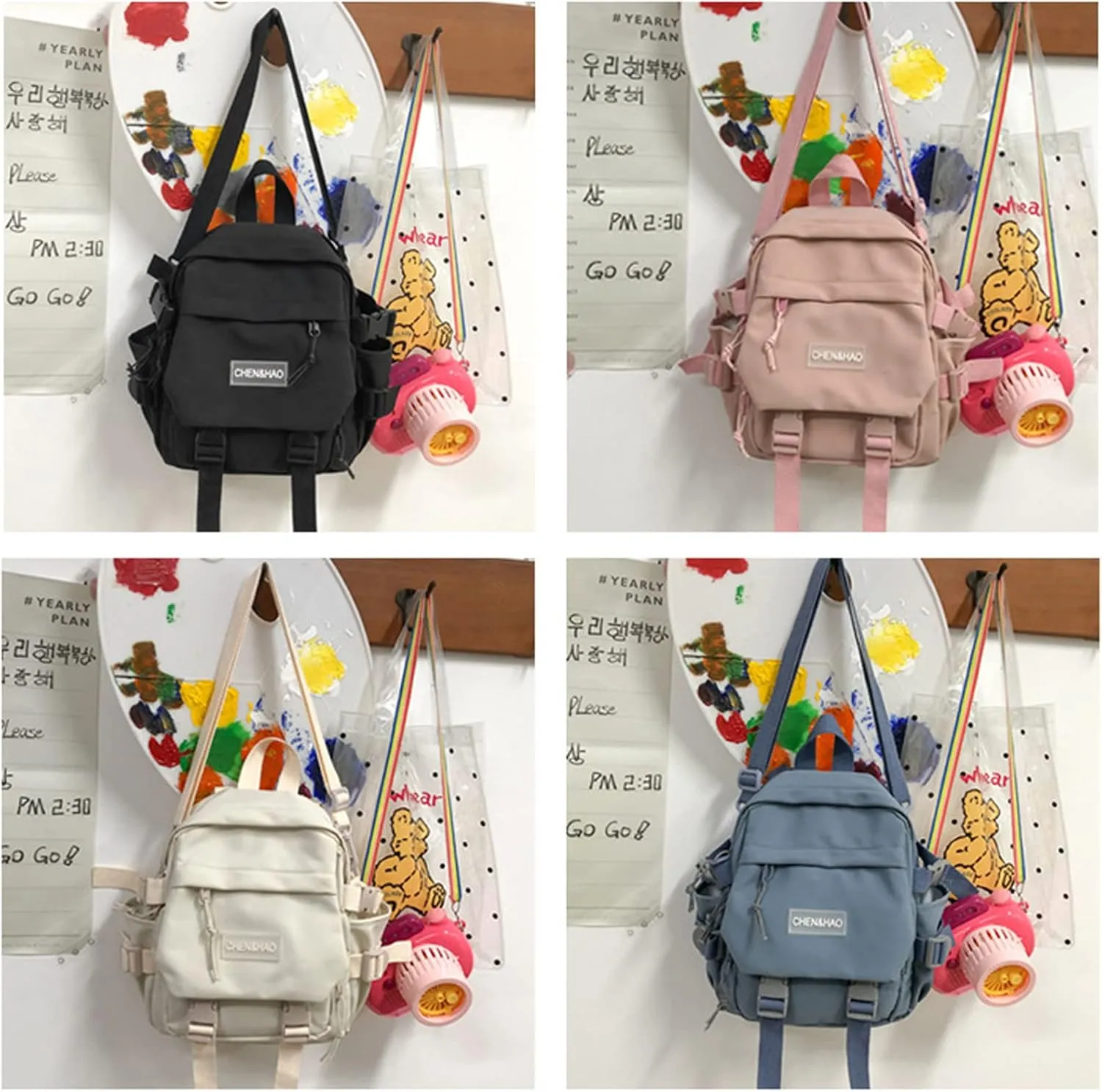 Cute Mini Backpack with Pin Accessories Plush Pendant for School