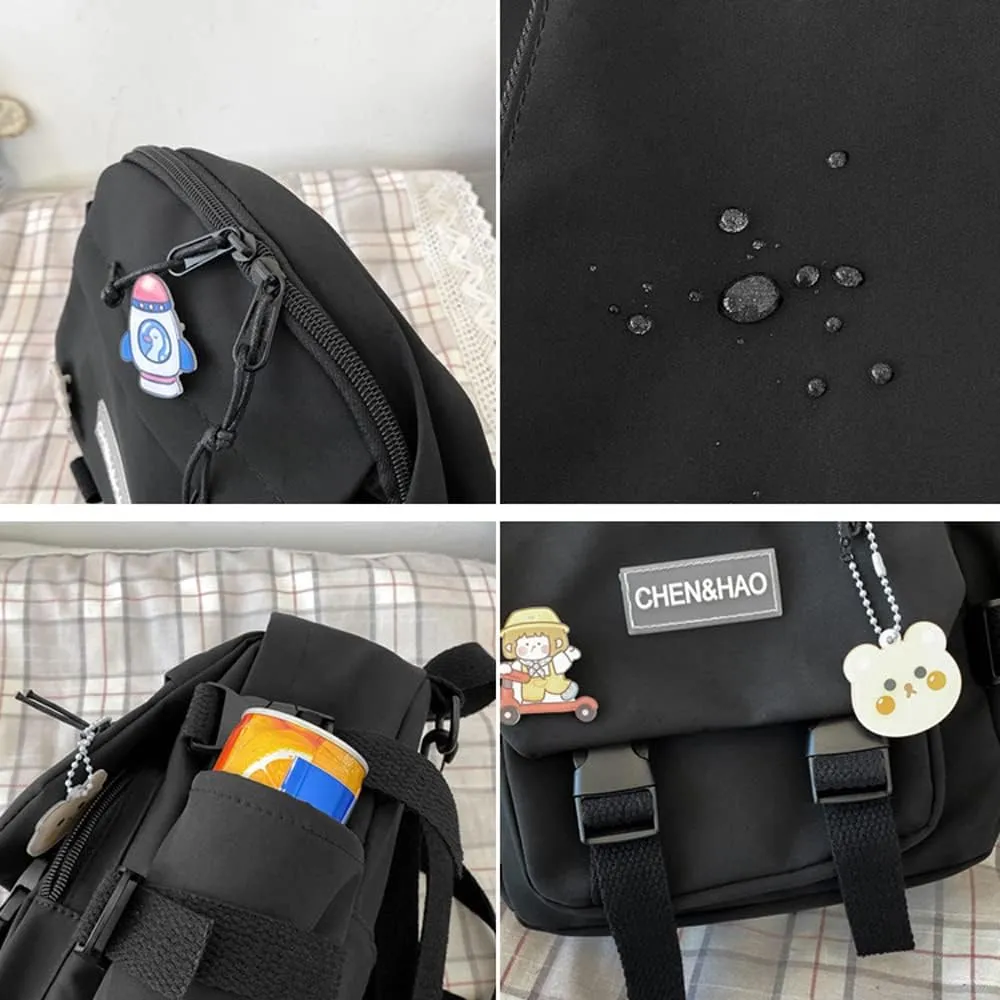 Cute Mini Backpack with Pin Accessories Plush Pendant for School