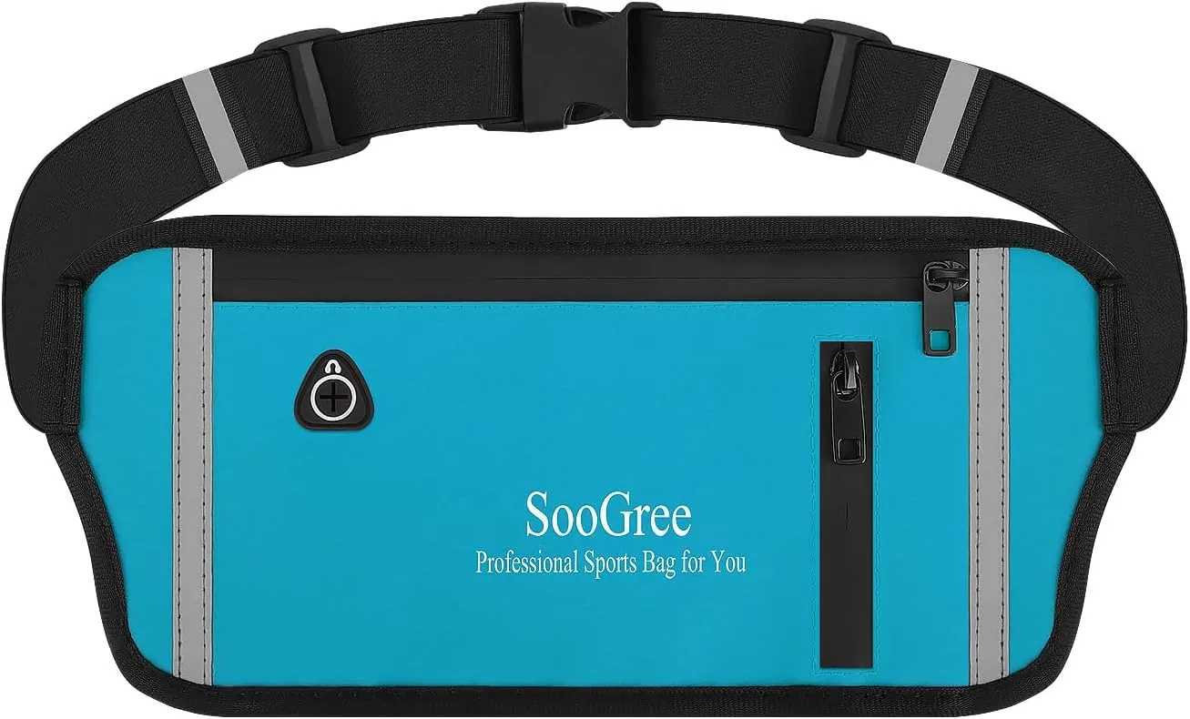 Fanny Packs for Women Men Slim Running Belt Waist Pack Runners Bag Waterproof Money Belt Phone Holder for Sports Hiking Traveling Walking Reflective Strip Adjustable Strap