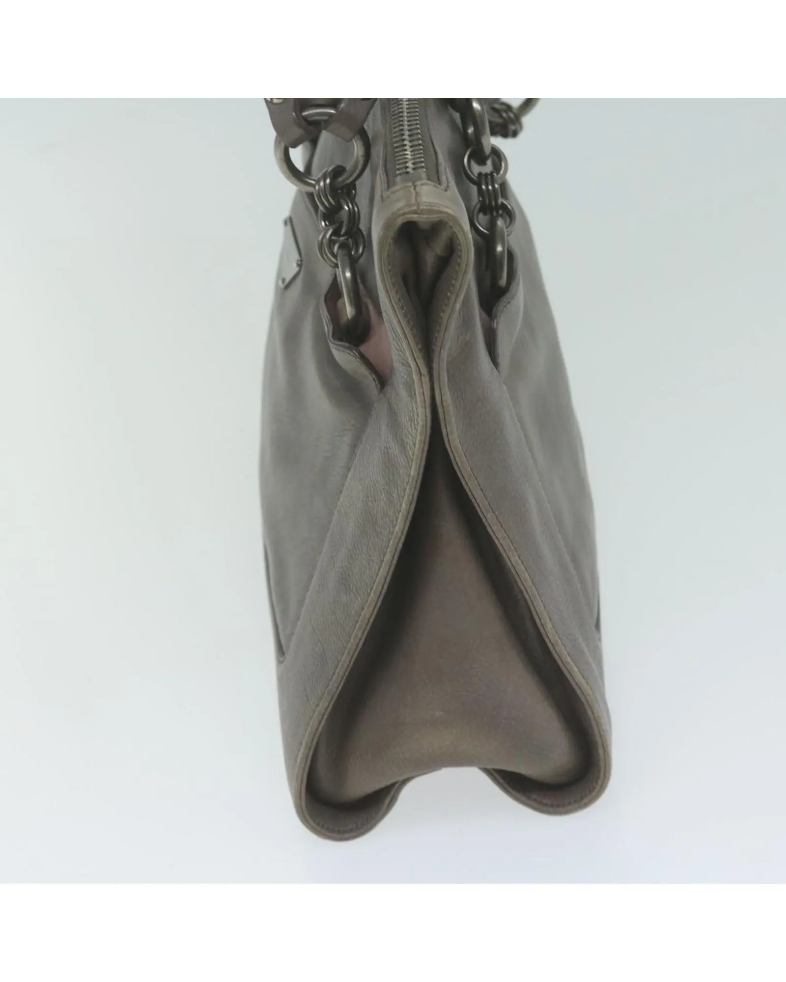 Gray Leather Shoulder Bag