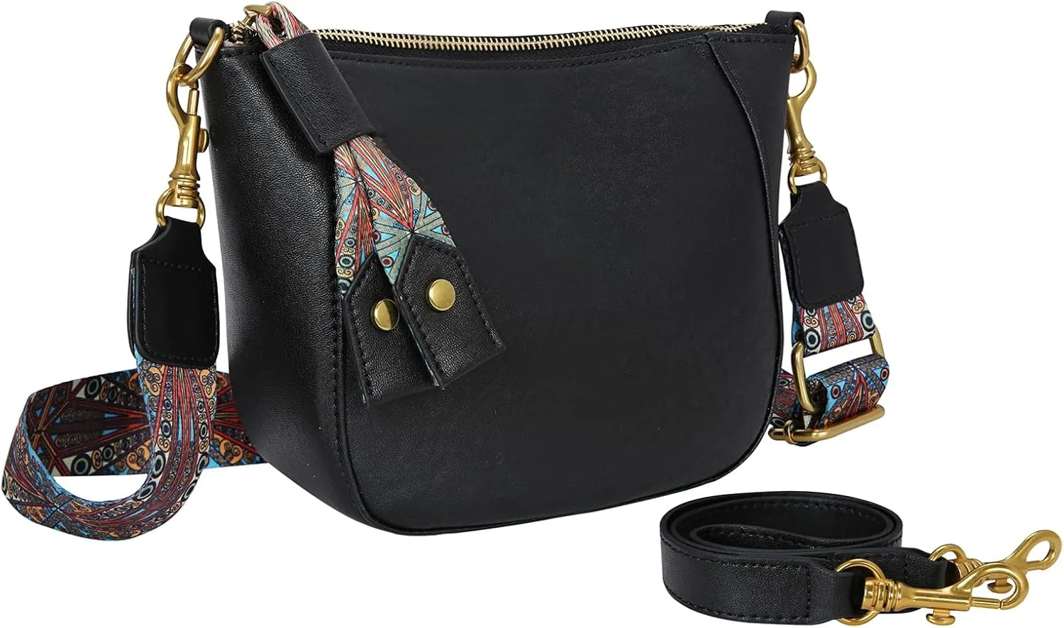 HESHE Leather Crossbody Bags for Women Soft Hobo Purses Stylish Satchel Bags Boho Shoulder Handbags with Wide Strap
