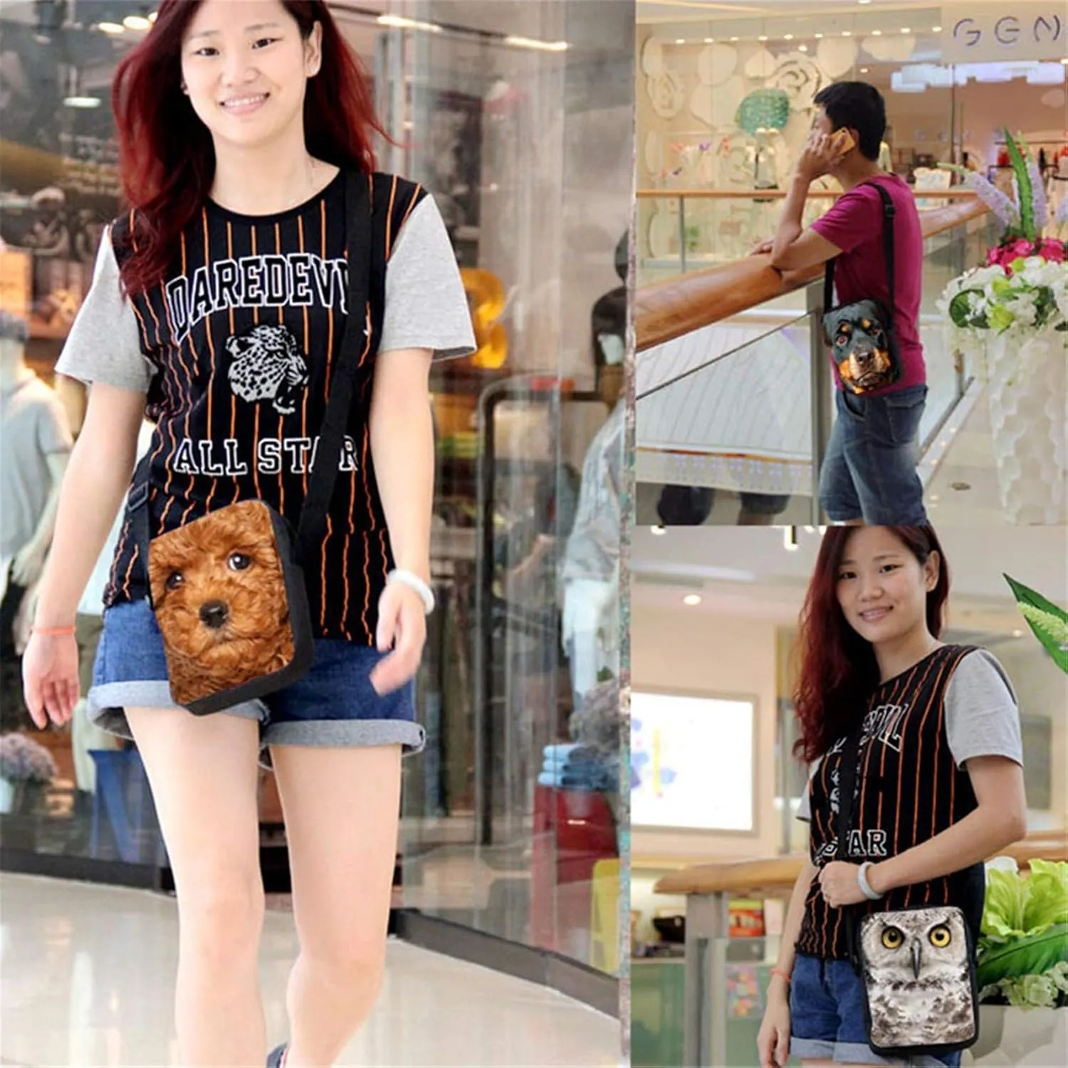 HUGS IDEA Women Girls Small Messenger Handbag Beach Seashells Starfish Print Mini Crossbody Clutch Purse Bookbag
