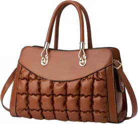 I IHAYNER Quilted Puffy Purses and Handbags for Women Top Handle Satchel Shoulder Bags with Compartments