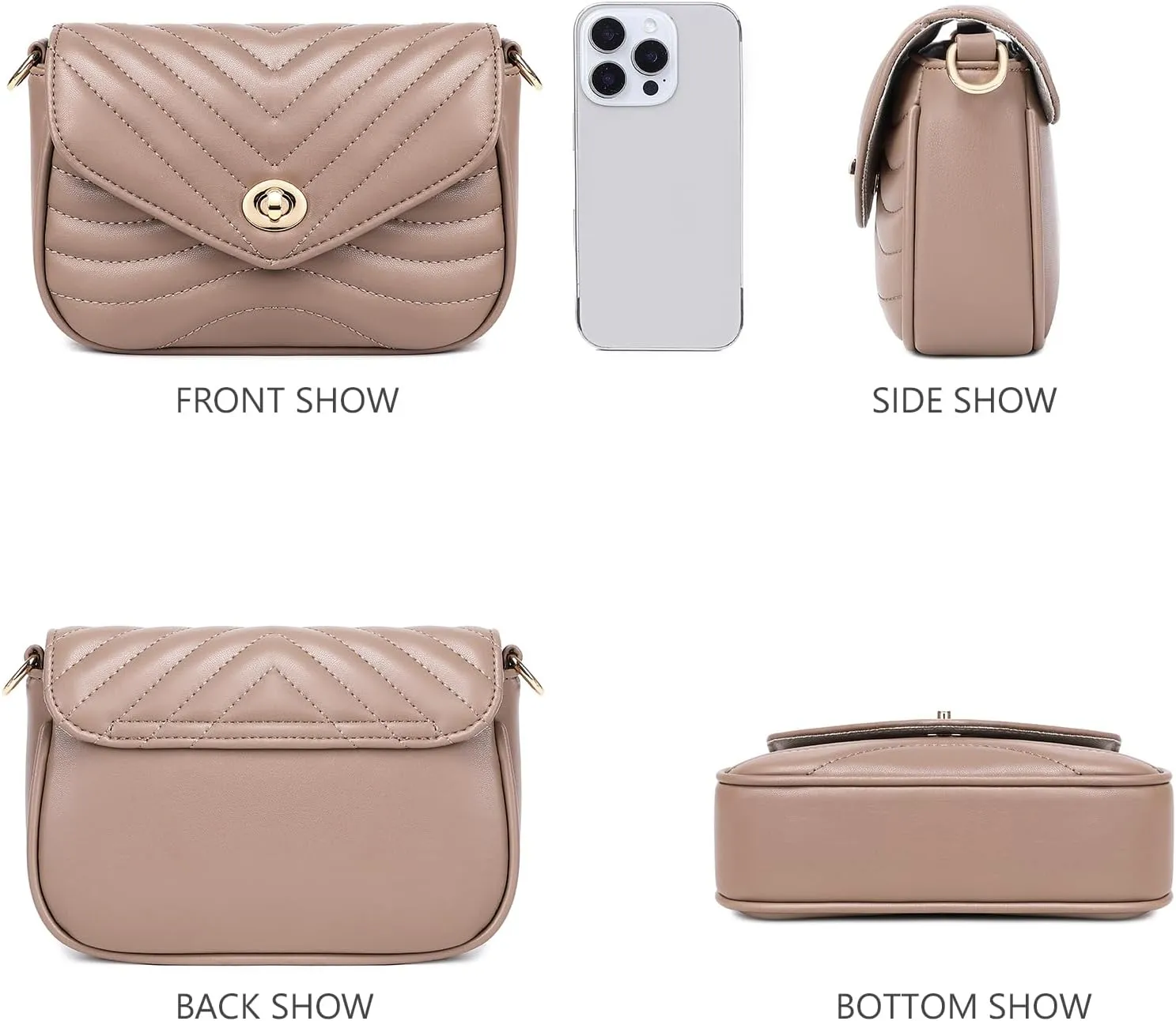 JEEHAN Quilted Crossbody Bags for women Designer Shoulder Handbags Small Purse