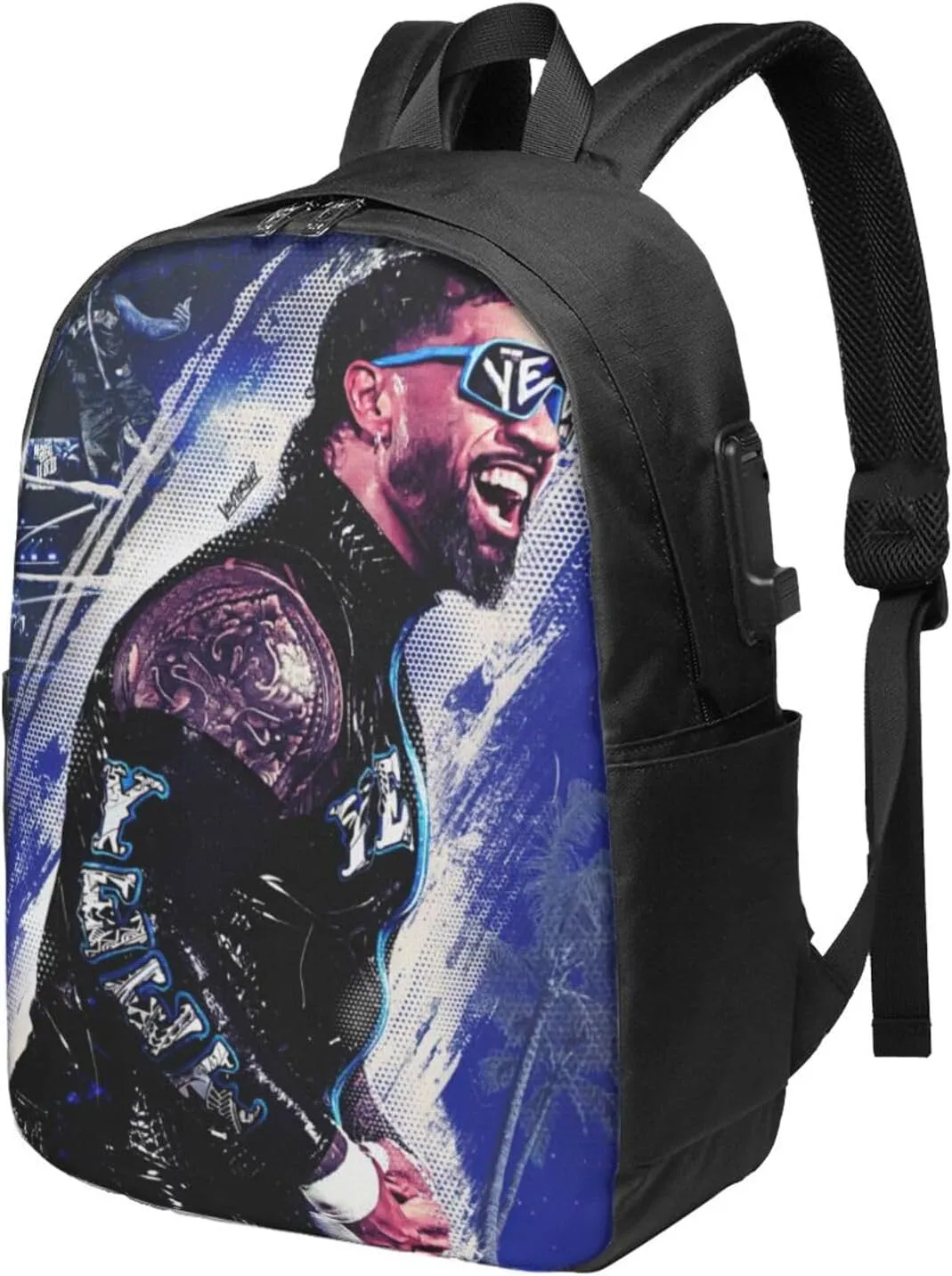 Jey Wrestler USO Laptop Backpack With Usb Charging Port Large Travel Bags Unisex Adult Sport Bags Daypack for Hiking Convenient Business Backpack Computer Bag for Men&Women