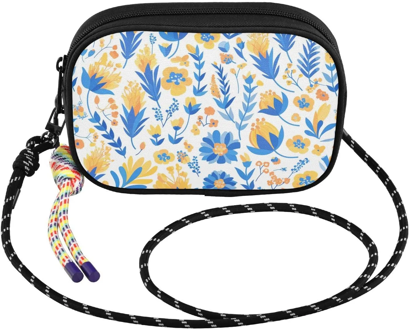 KLL Women's Mini Shoulder Sling Bag Multi Pockets Wallet Purse with Adjustable Shoulder Rope, Vector Illustration Ukrainian