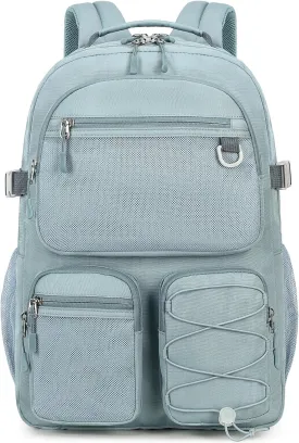 Lohol Water Resistant Backpack with Mulitiple Pockets for School Travel Outdoor College, 15.6 inch Laptop Daypack for Men and Women (Grey Blue)