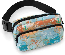 Marine Anchors Fanny Pack Belt Bag with Adjustable Strap Waist Packs Small Pouch Crossbody Bags for Hiking Running Cycling Traveling