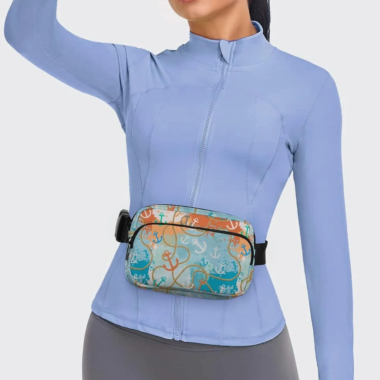 Marine Anchors Fanny Pack Belt Bag with Adjustable Strap Waist Packs Small Pouch Crossbody Bags for Hiking Running Cycling Traveling