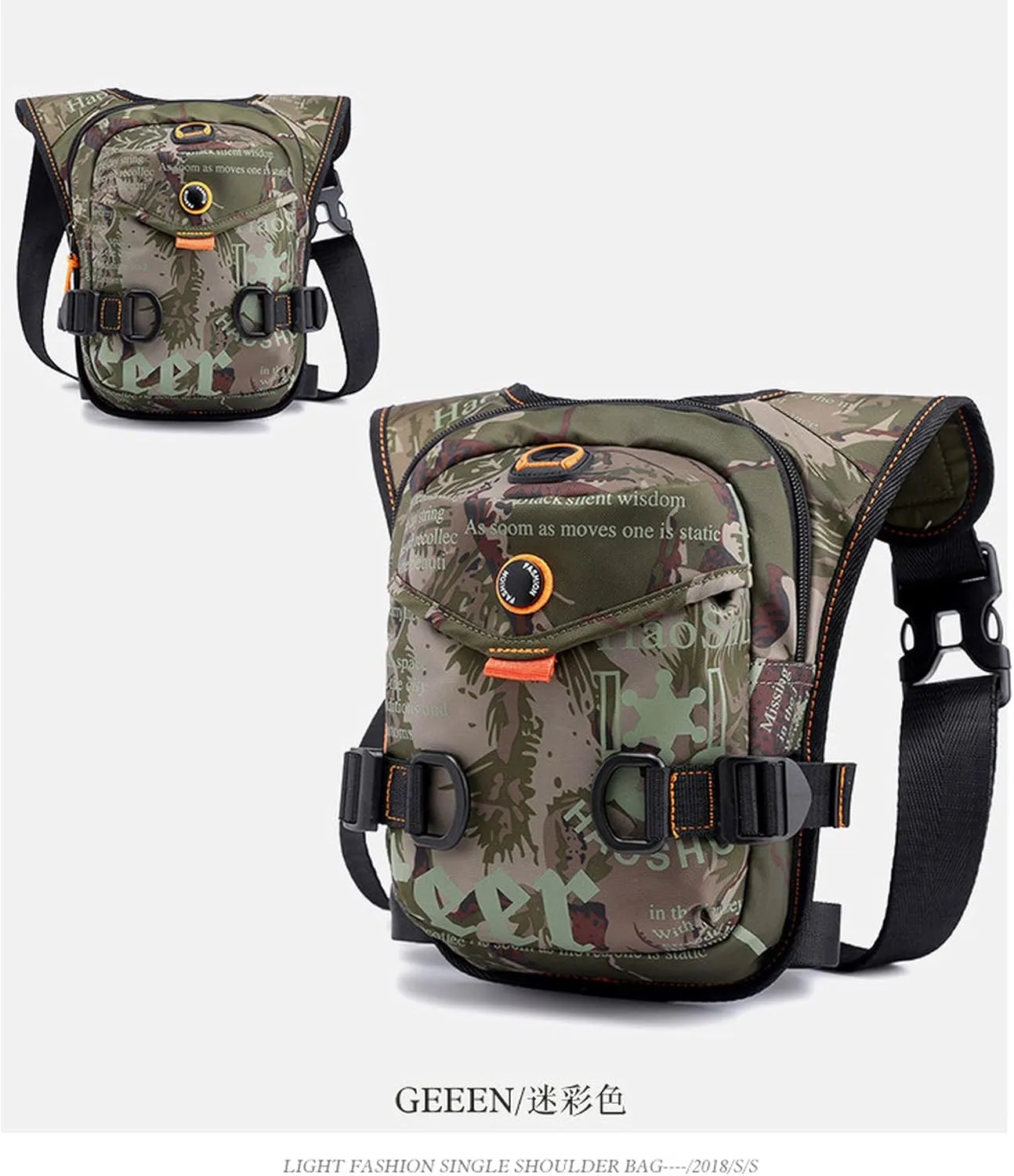 Men Waterproof Nylon Drop Leg Bags Lumbar Hip Bum Belt Bag Waist Fanny Pack Travel Riding Motorcycle Crossbody Shoulder Bags