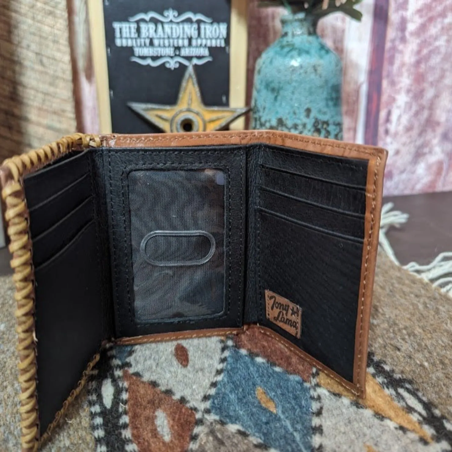 Men's Tri Fold Wallet with Geometric Embross Design by Tony Lama  24025322W2