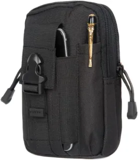 Men's Waist Bag Hiking Purse Case with Zipper Design for Outdoor Activities Hands Mobile Phone Holder Black
