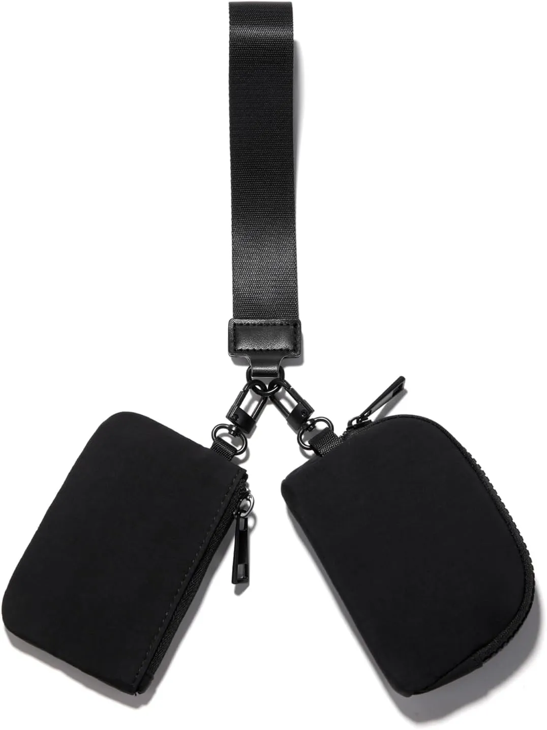 Mini Zip Around Keychain Wristlet Wallets Small Portable Dual Pounch Wristlet Detachable Coin Purse Pocket Gifts for Women Travel Sports Outdoors (Black  Black)