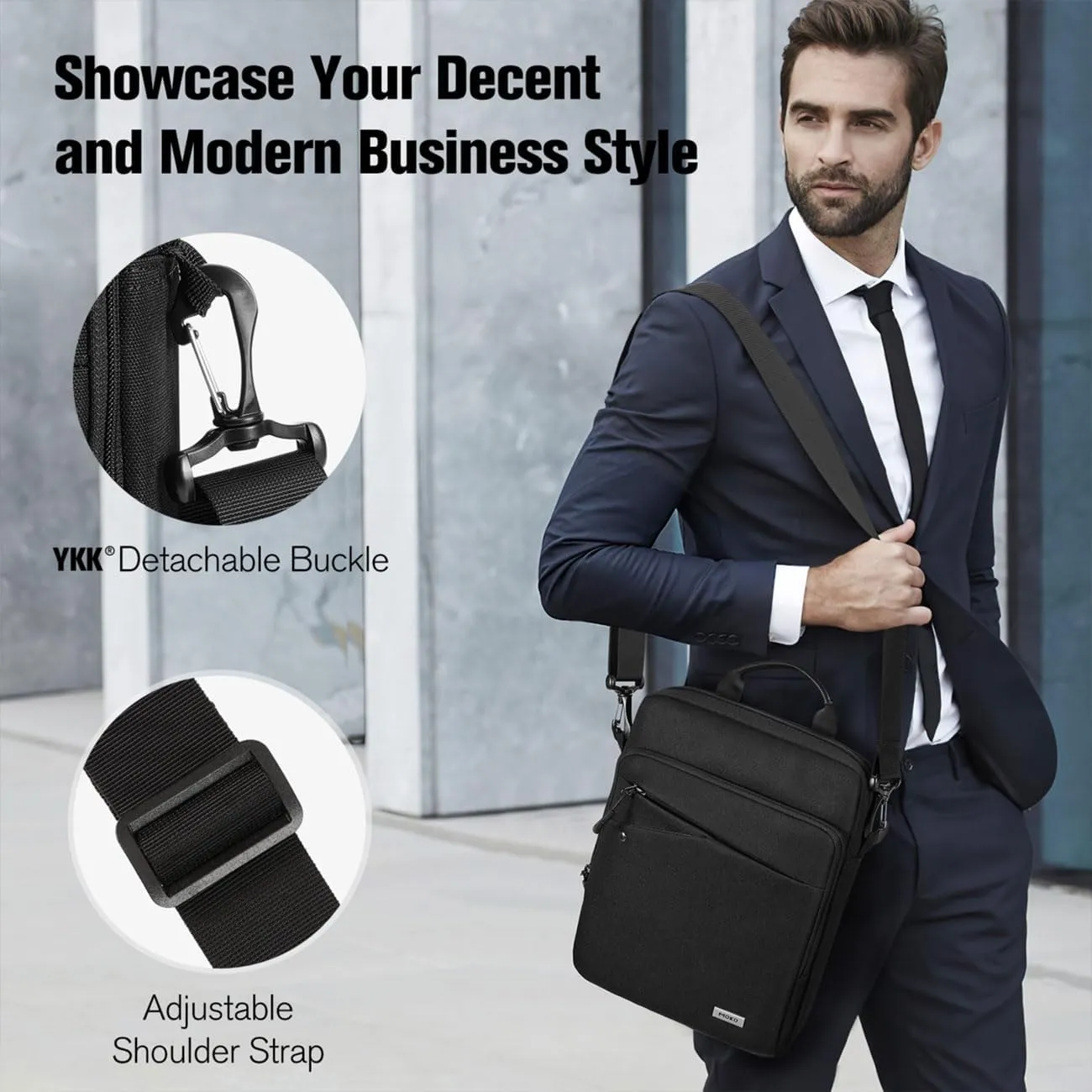 MoKo iPad Sleeve Tablet Bag,12.9 Inch iPad Carrying Case,360 Protective iPad Travel Case with Shoulder Strap,13 Inch New iPad Pro M4 & Air M2 2024,iPad Pro 12.9 M2&M1,Galaxy Tab S9 /S8  12.4,Black