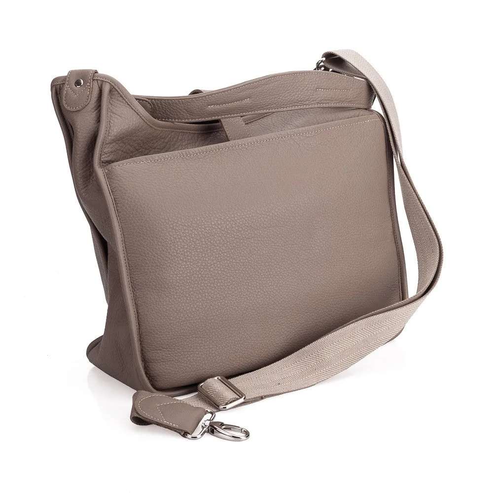 Oberwerth Kate Camera/Business Bag, Grey Leather with Silver Buckles, Clutch and Keywallet