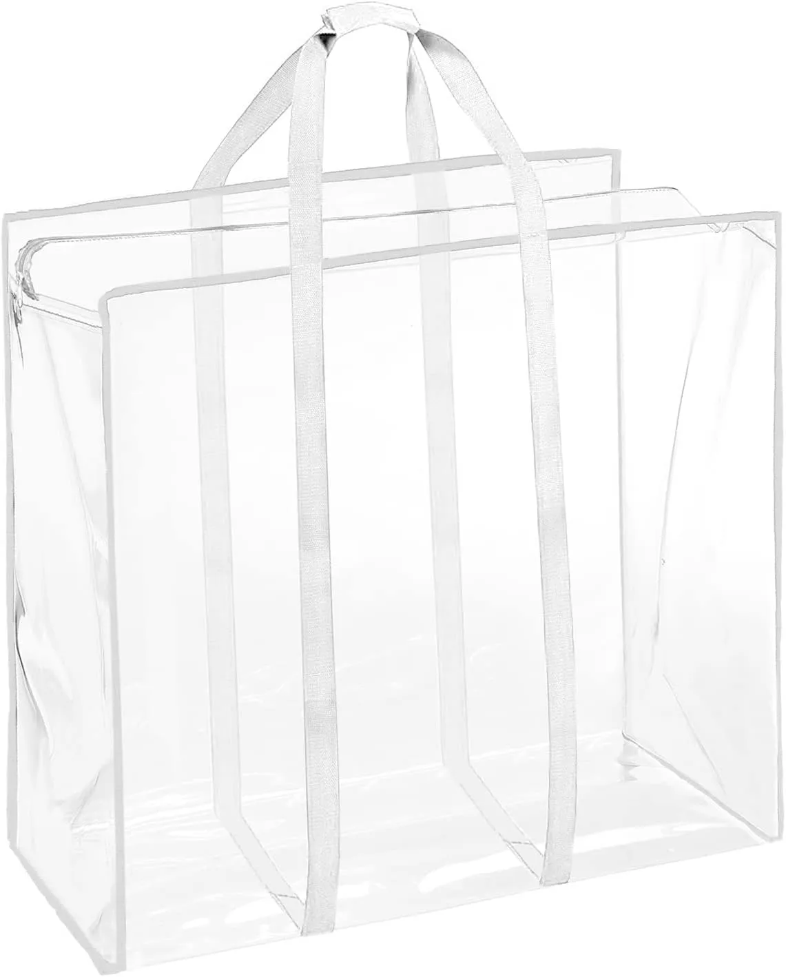 ProPik Clear Storage Bag Gift Wrap Clothes Organizer Big Zippered Christmas Decorations Storage Vinyl Bag for Under Bed Moving Bedding Linen Pillow Blanket Cloth Bag Reinforced Handles (White, 1)