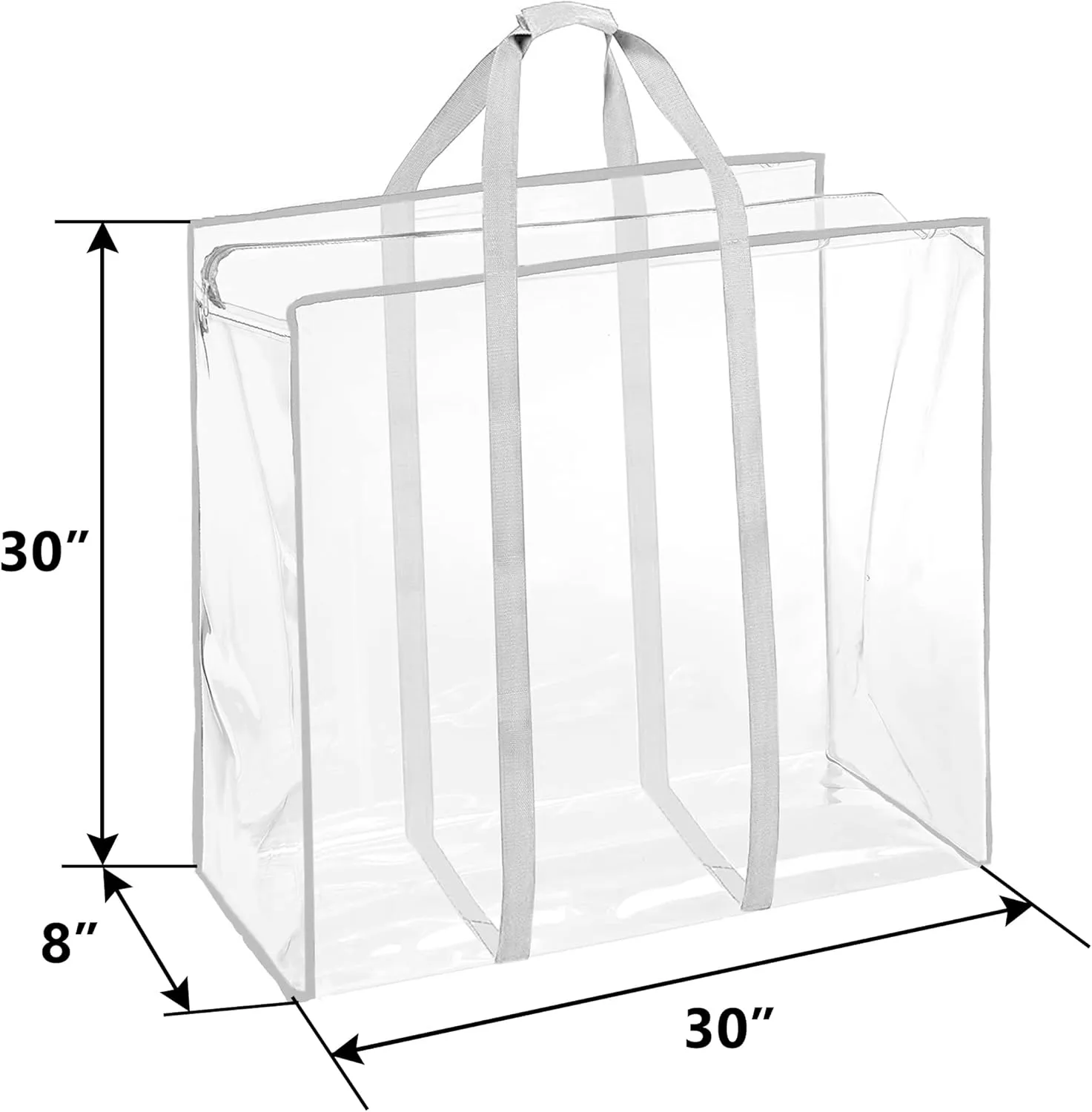 ProPik Clear Storage Bag Gift Wrap Clothes Organizer Big Zippered Christmas Decorations Storage Vinyl Bag for Under Bed Moving Bedding Linen Pillow Blanket Cloth Bag Reinforced Handles (White, 1)