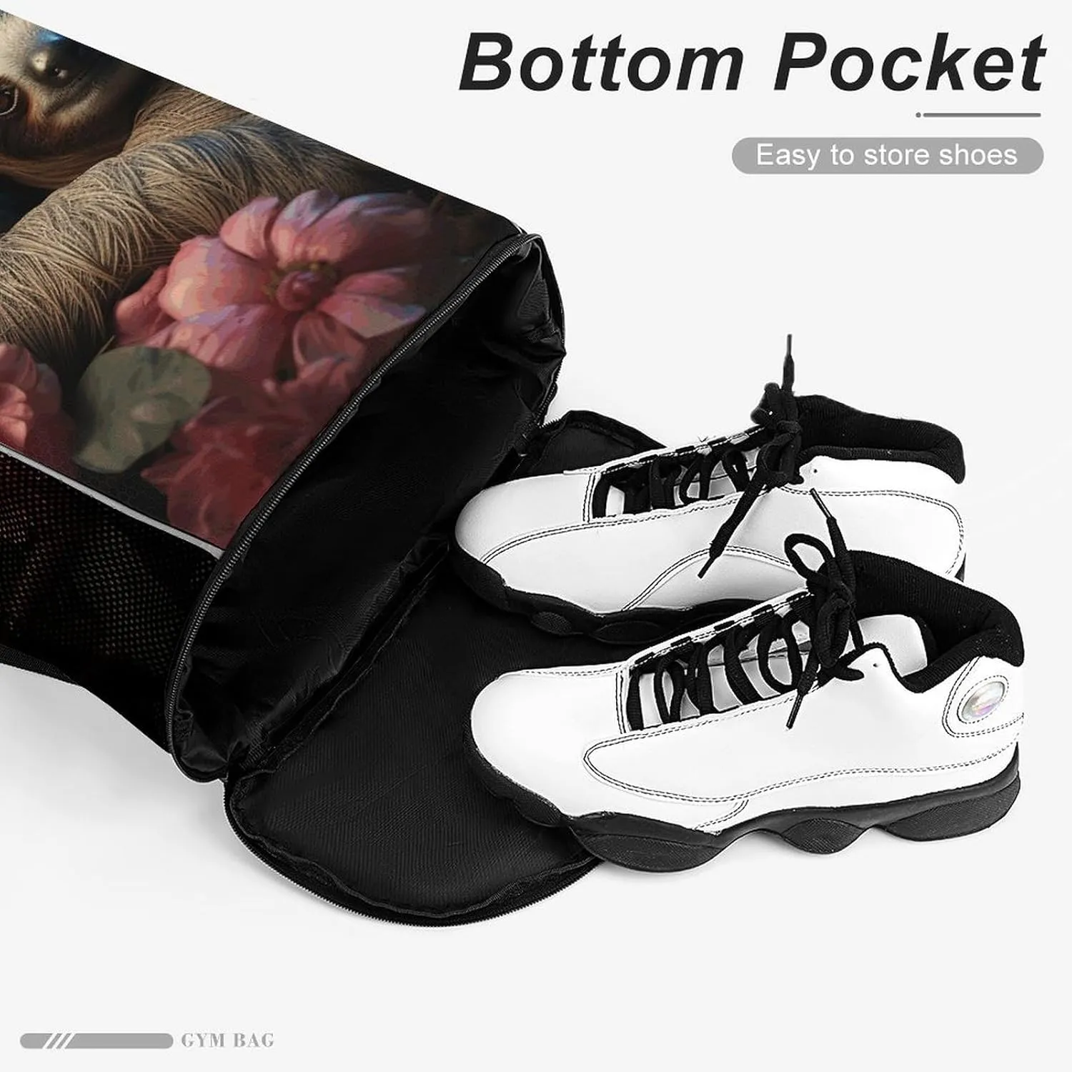 Sports Drawstring Backpack,A Sloth And A Samll Sloth String Swim Gym Bag with Shoes Compartment Gym Drawstring Bag