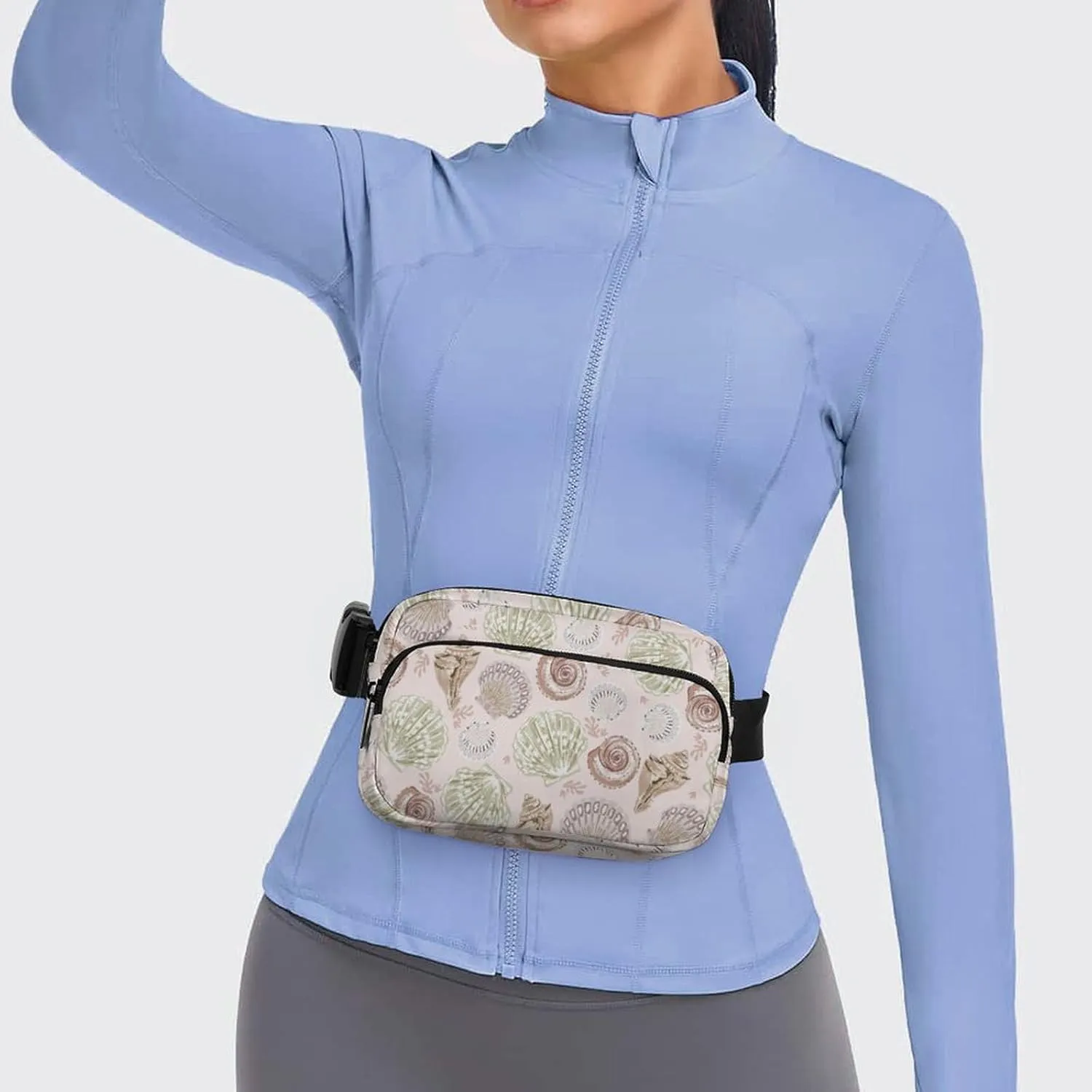 Summer Sea Shells Belt Bag Fanny Pack for Women Men Crossbody Waist Bag Pack Adjustable Casual Bag for Travel Running Workout Cycling