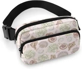 Summer Sea Shells Belt Bag Fanny Pack for Women Men Crossbody Waist Bag Pack Adjustable Casual Bag for Travel Running Workout Cycling