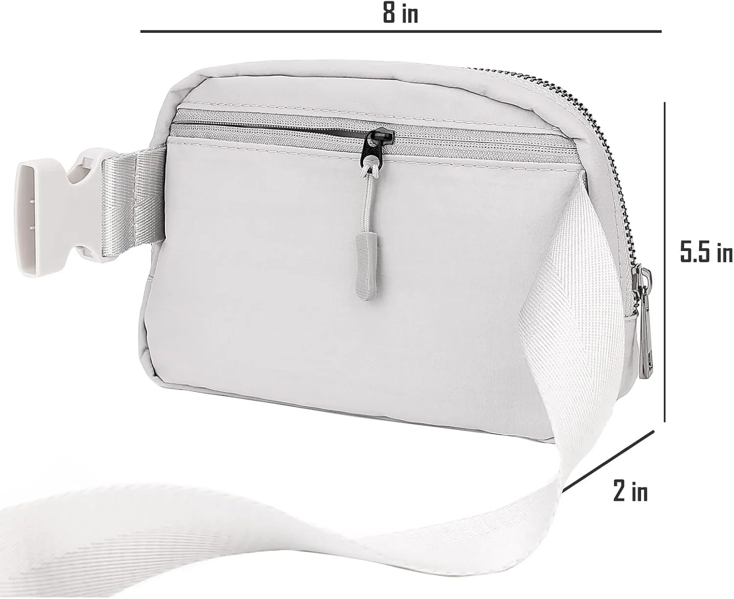 Titosha Belt Bag with Extender Strap 65'', Plus Size Fanny Pack Crossbody Bags for Women Men, Mini Everywhere Belt Bag, Fashion Small Waist Pouch (Gray   strap)