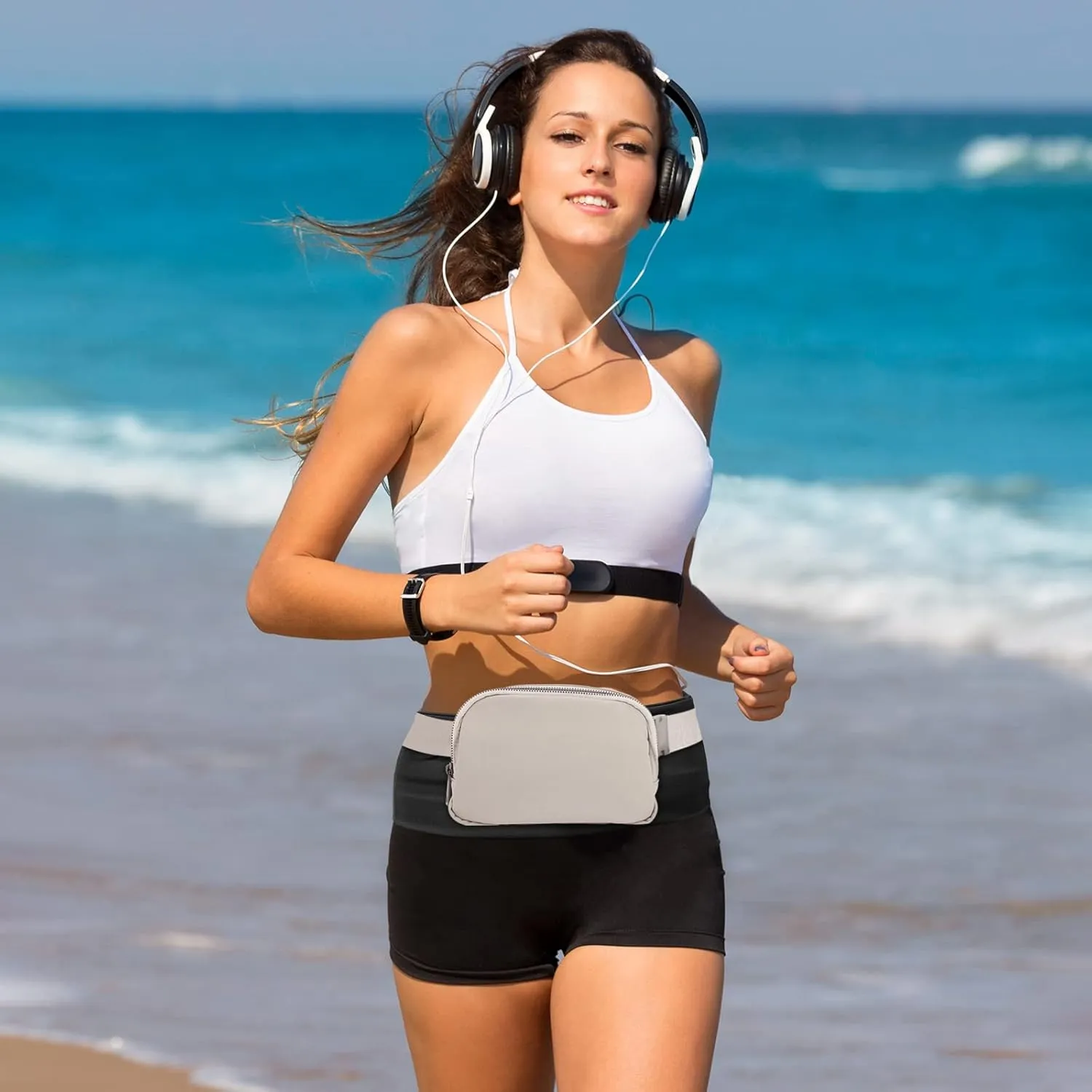 Titosha Belt Bag with Extender Strap 65'', Plus Size Fanny Pack Crossbody Bags for Women Men, Mini Everywhere Belt Bag, Fashion Small Waist Pouch (Gray   strap)