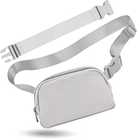 Titosha Belt Bag with Extender Strap 65'', Plus Size Fanny Pack Crossbody Bags for Women Men, Mini Everywhere Belt Bag, Fashion Small Waist Pouch (Gray   strap)
