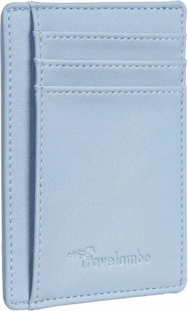 Travelambo Front Pocket Minimalist Leather Slim Wallet RFID Blocking Medium Size