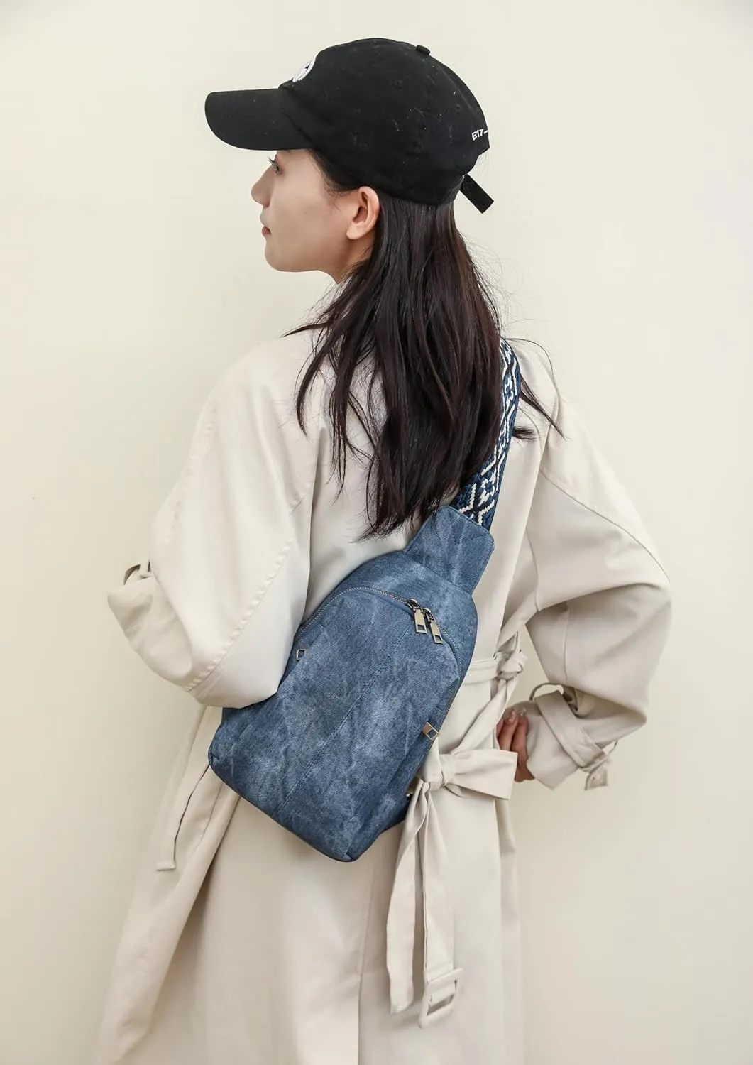 Trendy Sling Bag for Women Shoulder Cross body Bags Vegan Leather Chest Purse with Adjustable Strap