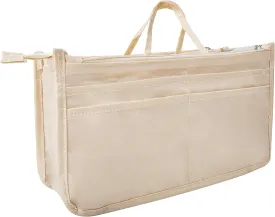 Vercord Patterned Purse Handbag Tote Pocketbook Bag Organizer Insert with Zipper Handle for Women Large Milky Beige