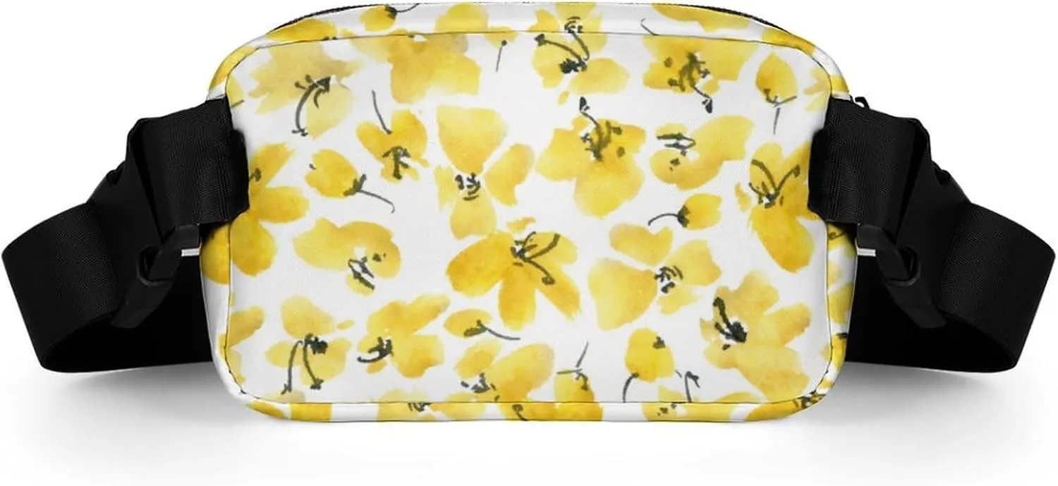 Watercolor Yellow Flower Belt Bag Fanny Pack for Women Men Art Crossbody Waist Bag Pack Adjustable Casual Bag for Travel Running Workout Cycling