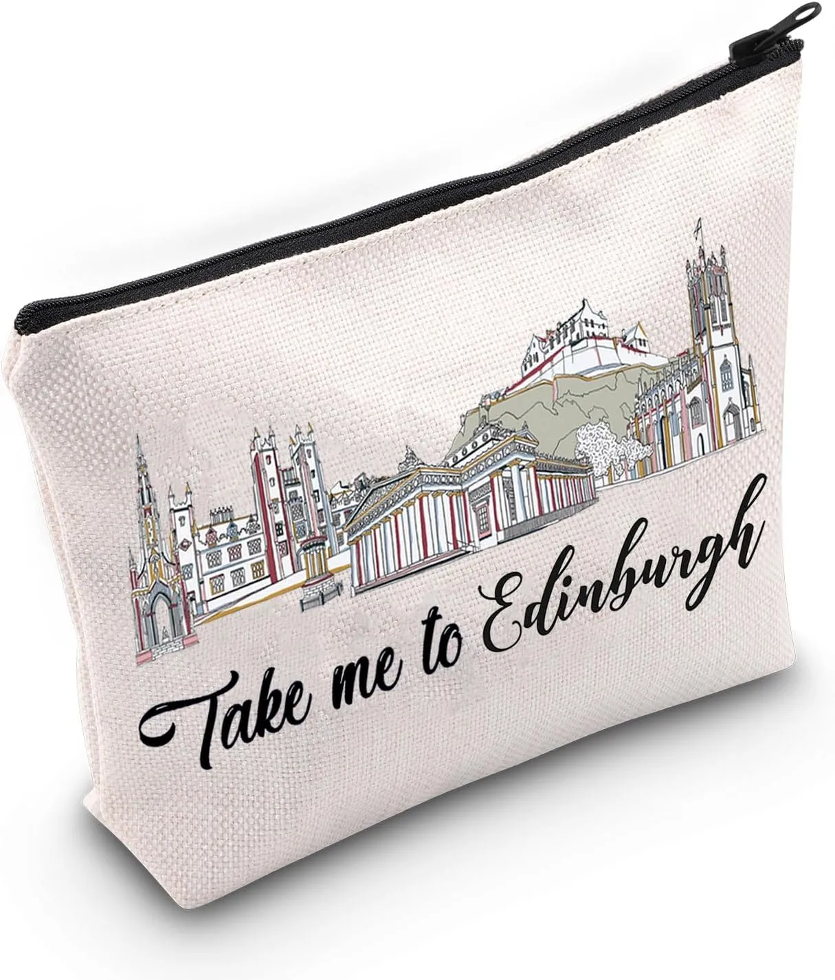 WZMPA Edinburgh Scotland Travel Makeup Bag Edinburgh Weekend Break Away Gift Take Me To Edinburgh Zipper Pouch Bag Edinburgh Trip Gift (Take Edinburgh)